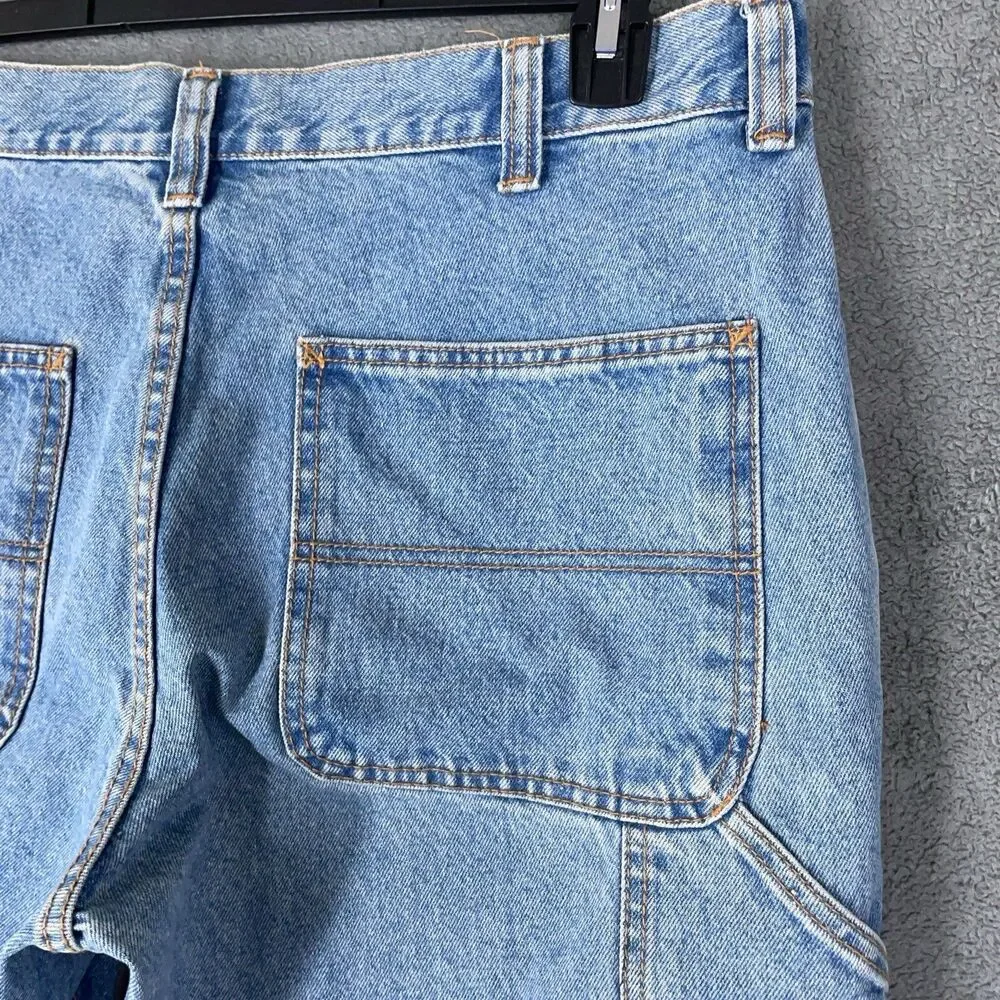 Route 66 Men's Carpenter Denim Shorts Blue Light Wash Hammer Loop Size 36